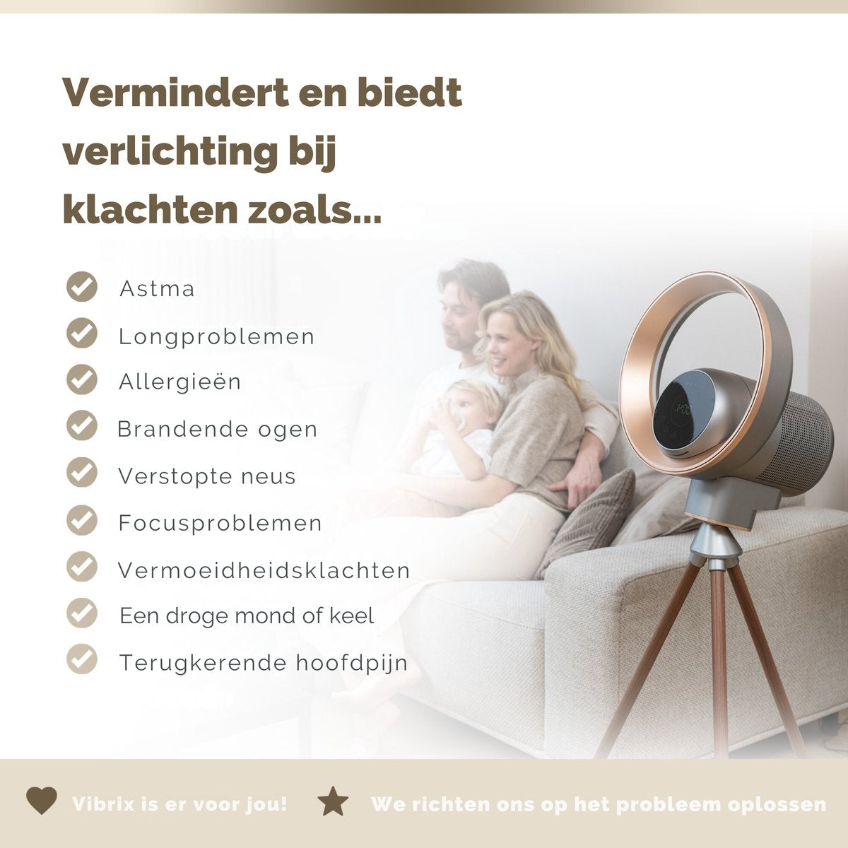 Vibrix AURAFLOW Luchtreiniger met App & Afstandsbediening – HEPA Filter & Ionisator | Voor ruimtes tot 50 m²