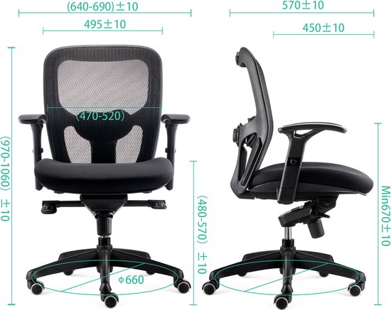 BENS 803-BSC-3 Ergonomische Bureaustoel – Zwart | 3D Armleuningen | ARBO & GREENGUARD GOLD