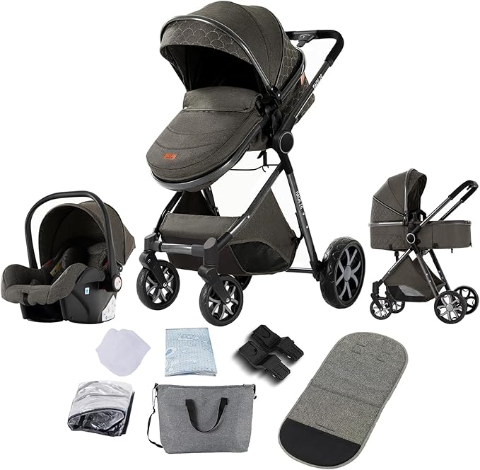 Baby Stroller HVG9 – Wandelwagen Deepgrijs | Compact & Verstelbaar