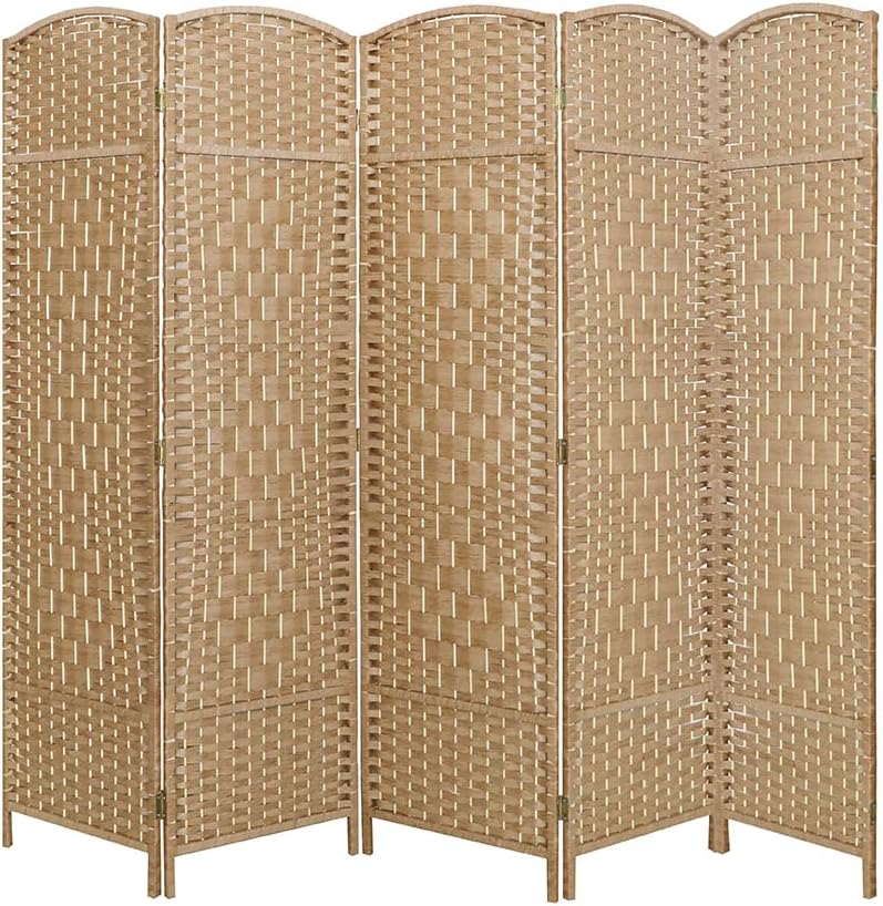 LW Collection Room Divider 5 Panelen – Brown Rattan 170×200 cm | Paravent