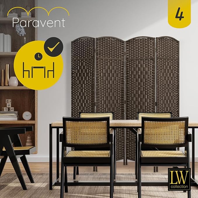LW Collection Room Divider – Bruin Rattan – 4 Panelen – 170×160 cm