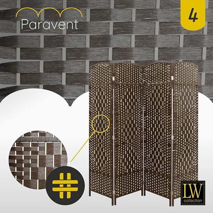 LW Collection Room Divider – Bruin Rattan – 4 Panelen – 170×160 cm