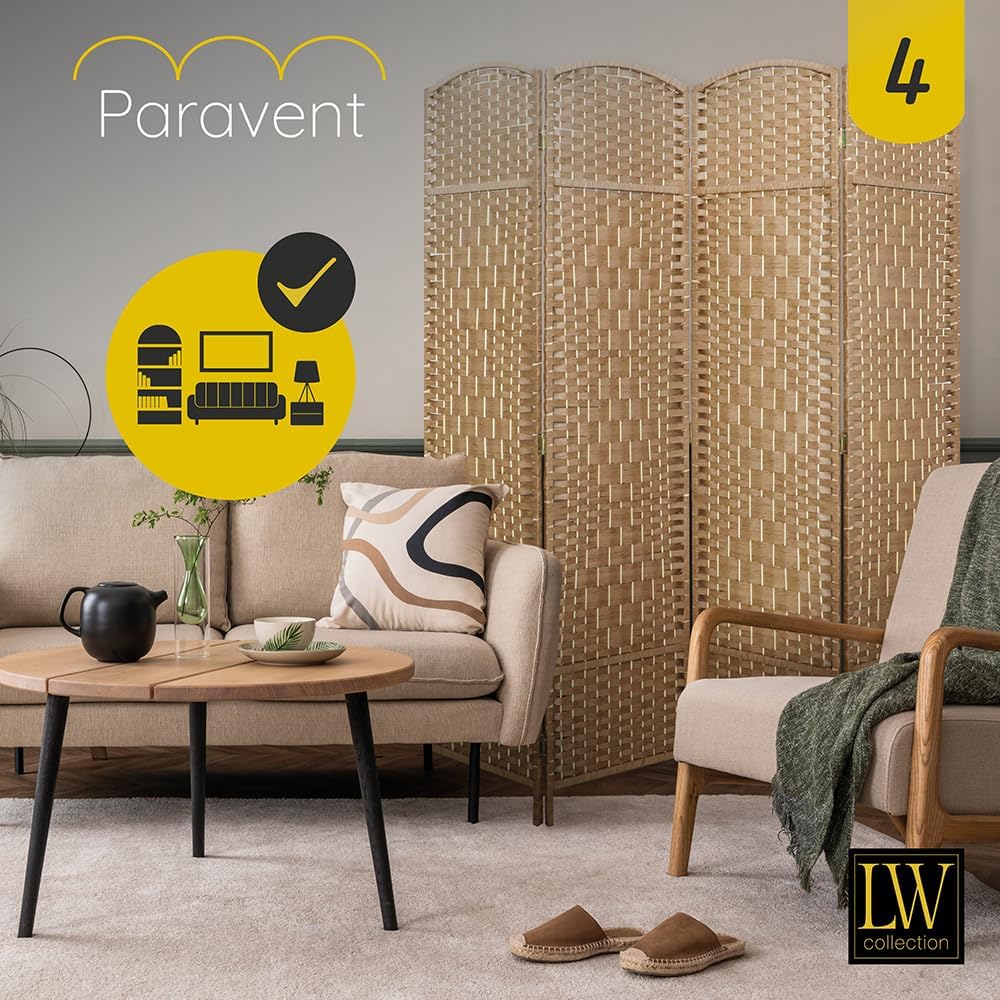 LW Collection Room Divider 4 Panelen – Brown Rattan 170×160 cm | Paravent