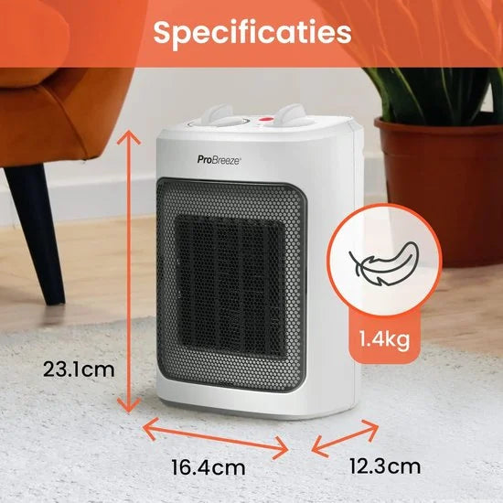 ProBreeze mini keramische kachel ph-h12-eu 2000w 23,1x16,5x12,3