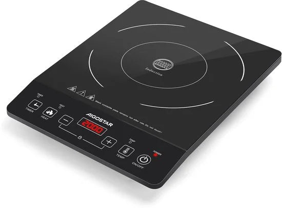 Aigostar Flame 30AV9 - Elektrische Kookplaat - Inductie Kookplaat vrijstaand - 2000 Watt - Touch control