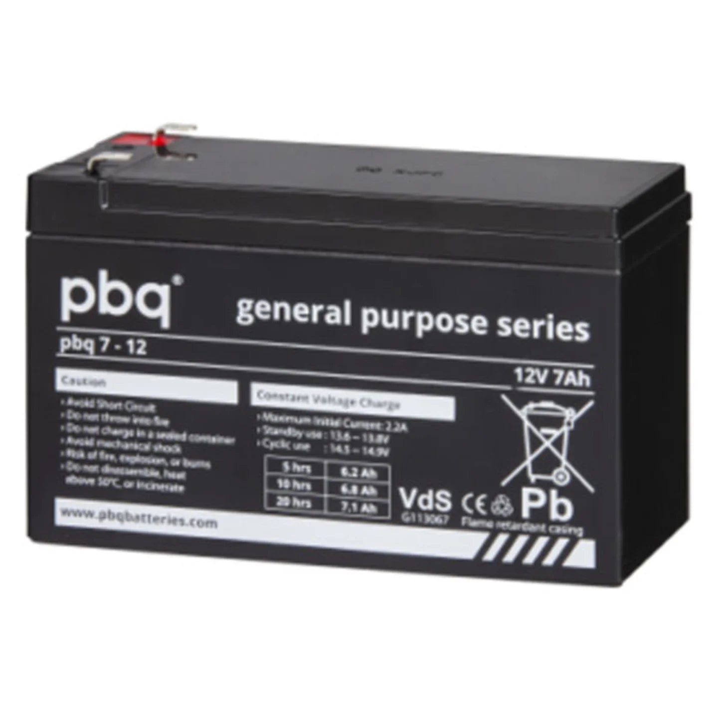 PBQ VRLA General Purpose AGM Loodaccu (VdS) 12V 7Ah(20hrs)