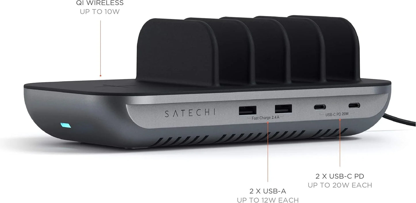 SATECHI Dock 5 oplaadstation voor meerdere apparaten met draadloos opladen ST-WCS5PM-EU