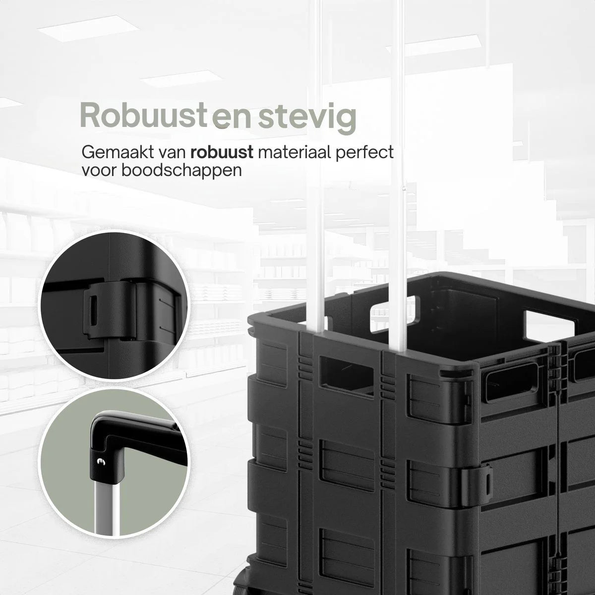 O'DADDY Boodschappentrolley met Wielen - XL 50L met 2 Wielen - Inklapbare Boodschappenkra
