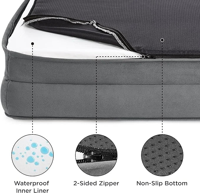 Bedsure L Plus Orthopedisch Hondenbed voor Grote Honden - L-Plus grijs (96cm)