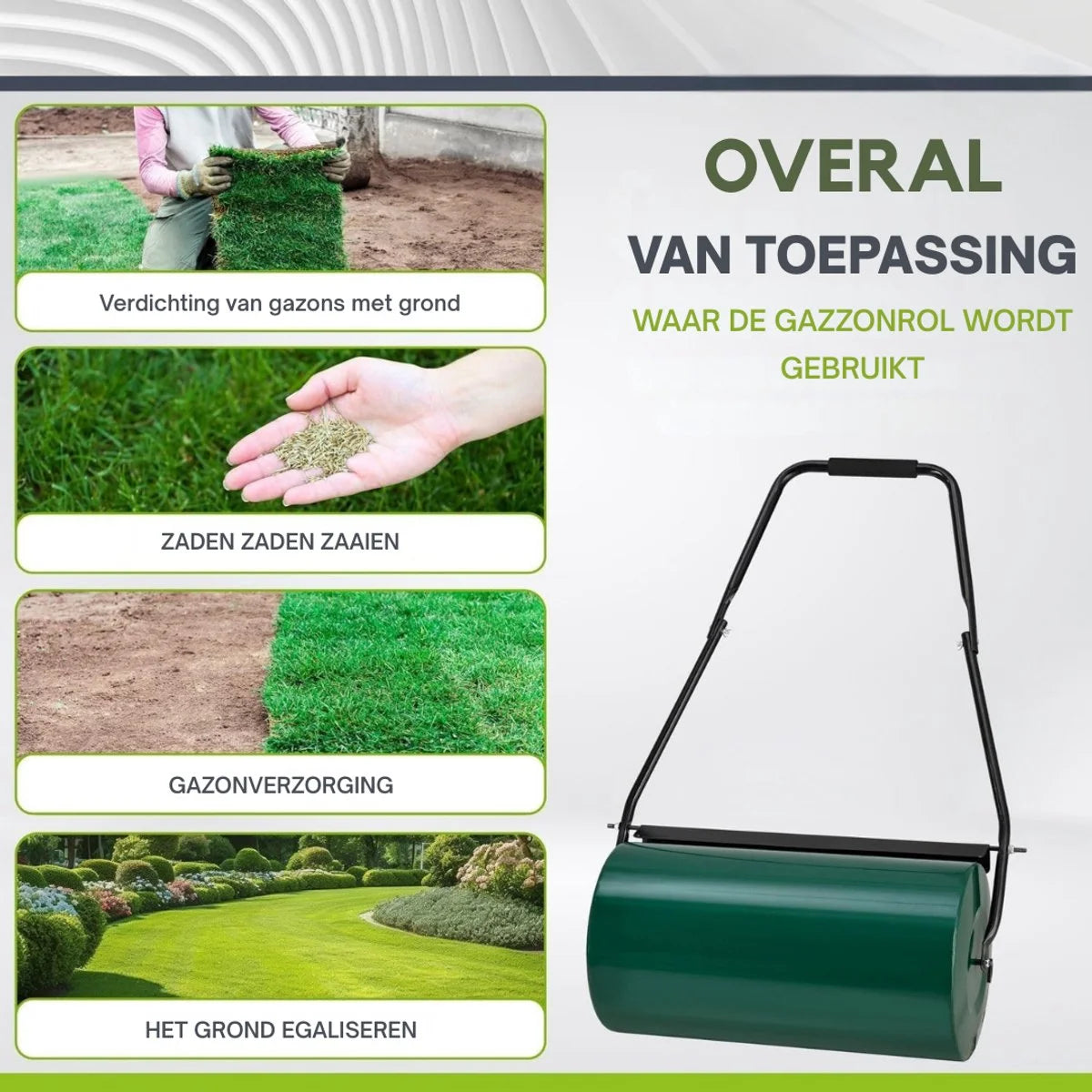 Tuinwals Groen Metaal 60cm 48liter