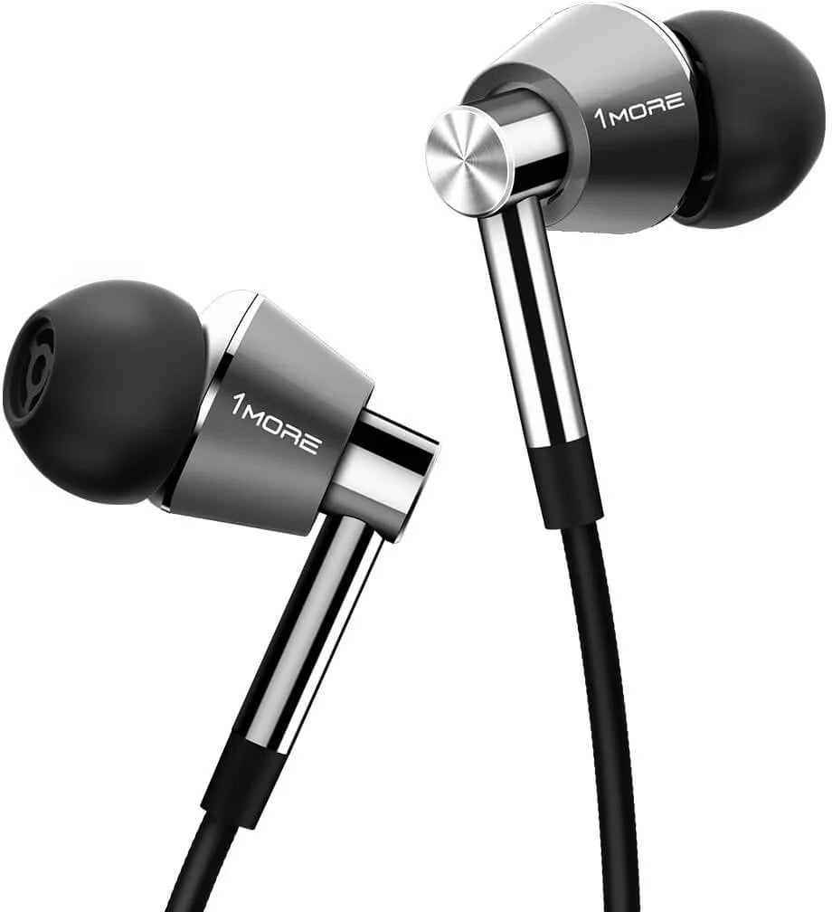 1MORE Triple Driver In-Ear Headphones (Zilver, Zwart)
