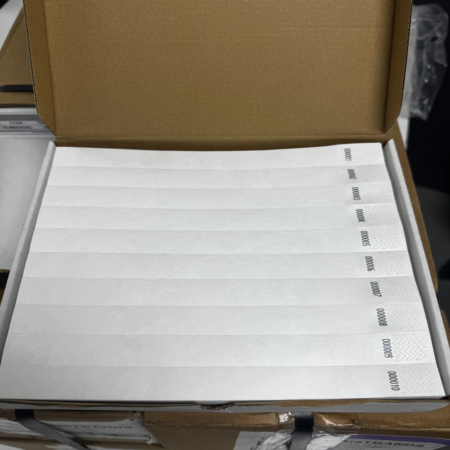 Tyband polsband 19mm x255mm wit genummerd 1-10000