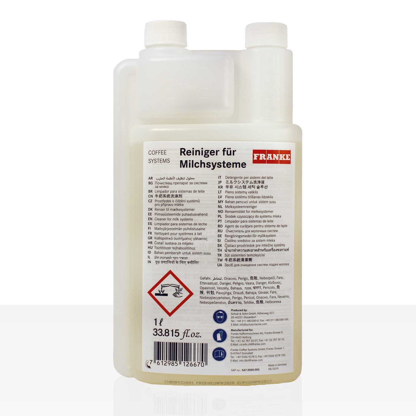 Franke Melkreiniger Solution 1 L – bundel van 5 flessen (nieuw)