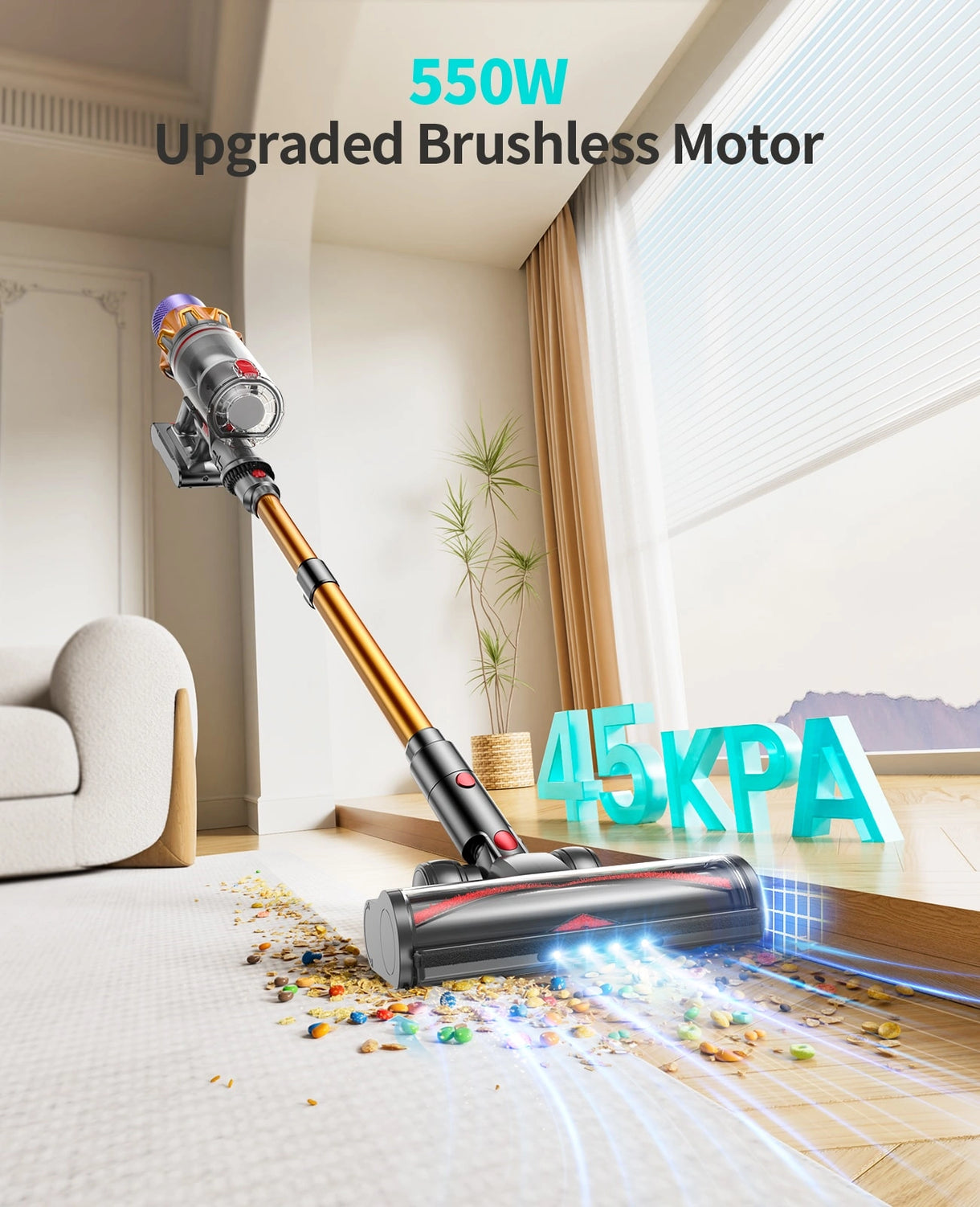 Honiture X7 Snoerloze Stofzuiger – Krachtige Steelstofzuiger met HEPA-filter & LED-verlichting | Draadloos & Stil