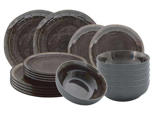 Serviesset Zakynthos black reactive glaze 18dlg / 6 persoons