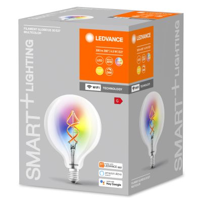 Ledvance Smart+ Wifi E27 Globe Classic Filament 4.5W 300lm - 827 Zeer Warm Wit | RGBW - Vervangt 30