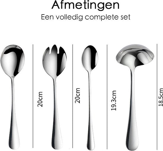 Zilverkleurige Bestekset – 72-delig | Voor 12 Personen | Complete Luxe Set