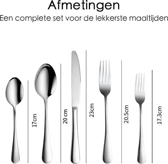 Zilverkleurige Bestekset – 72-delig | Voor 12 Personen | Complete Luxe Set