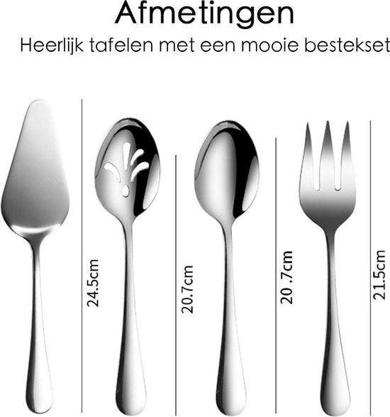 Zilverkleurige Bestekset – 72-delig | Voor 12 Personen | Complete Luxe Set
