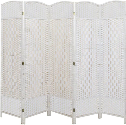 LW Collection Room Divider 5 Panelen – White Rattan 170×200 cm | Paravent