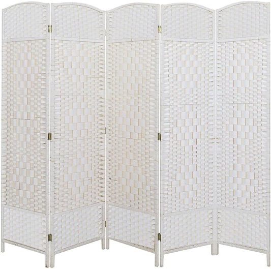 LW Collection Room Divider 5 Panelen – White Rattan 170×200 cm | Paravent
