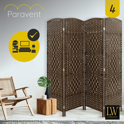 LW Collection Room Divider 4 Panelen – Brown Rattan 170×160 cm | Paravent