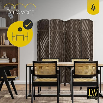 LW Collection Room Divider – Bruin Rattan – 4 Panelen – 170×160 cm
