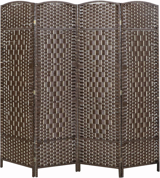 LW Collection Room Divider 4 Panelen – Brown Rattan 170×160 cm | Paravent