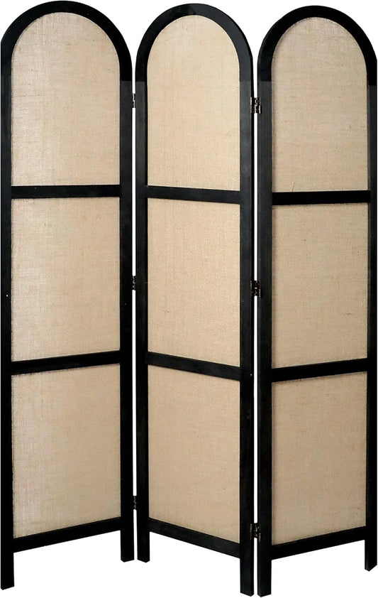 LW Collection Windscherm van hout, zwart, 3 panelen, scheidingswand, 170 x 120 cm