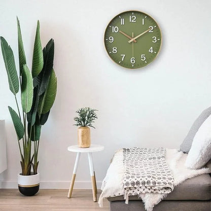 Tyme Wandklok 30cm Klok modern – Analoog – Stil Uurwerk – Muurklok – Quartz – Groen Goud