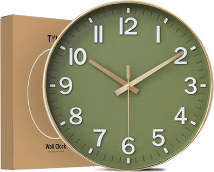 Tyme Wandklok 30cm Klok modern – Analoog – Stil Uurwerk – Muurklok – Quartz – Groen Goud