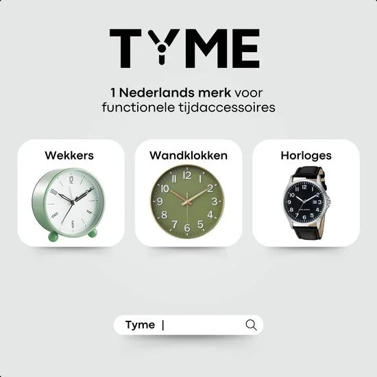 Tyme Wandklok 30cm Klok modern – Analoog – Stil Uurwerk – Muurklok – Quartz – Groen Goud
