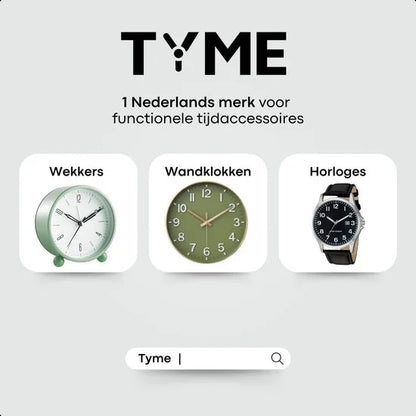 Tyme Wandklok 30cm Klok modern – Analoog – Stil Uurwerk – Muurklok – Quartz – Groen Goud