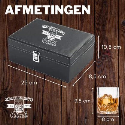 Whiskey glazen - Whiskey set – 2 glazen - 8 Whiskey Stones - Whiskey Gift Set - Cadeau voor Man - Cadeau voor Vrouw - Herbruikbare IJsblokjes