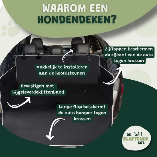 Hondendeken Auto Kofferbak - Kofferbak Beschermhoes Hond - Universeel - Zwart-Wit Product breedte 105 cm Product gewicht 0.8 kg Product hoogte 175 cm Product lengte 185 cm