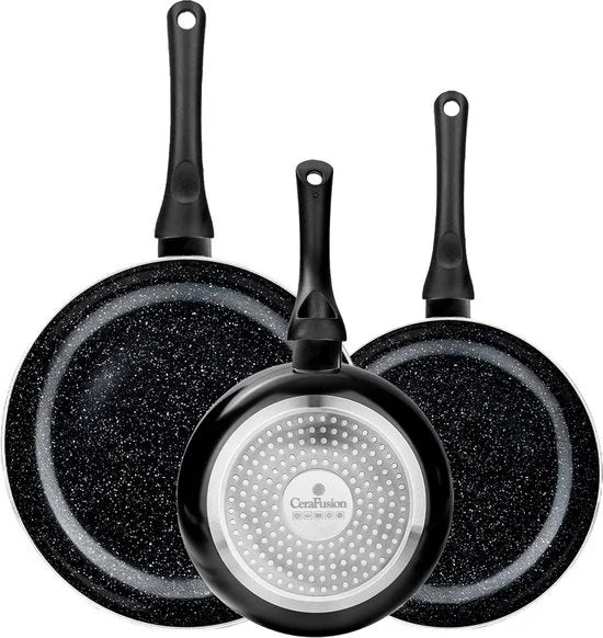 CeraFusion Keramische Pannenset 3-delig - Koekenpan 20, 24 & 28 cm - Koekenpannen -Koekenpannenset - Inductie Pannen - Pan - PFAS Vrij