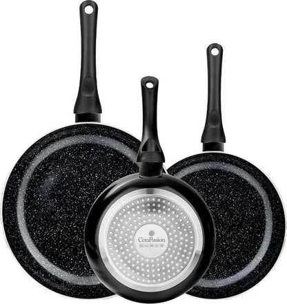 CeraFusion Keramische Pannenset 3-delig - Koekenpan 20, 24 & 28 cm - Koekenpannen -Koekenpannenset - Inductie Pannen - Pan - PFAS Vrij