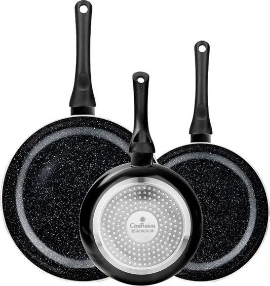 CeraFusion Keramische Pannenset 3-delig - Koekenpan 20, 24 & 28 cm - Koekenpannen -Koekenpannenset - Inductie Pannen - Pan - PFAS Vrij
