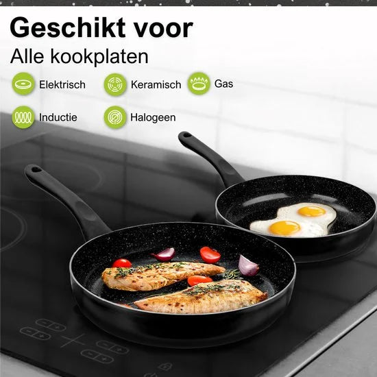 CeraFusion Keramische Pannenset 3-delig - Koekenpan 20, 24 & 28 cm - Koekenpannen -Koekenpannenset - Inductie Pannen - Pan - PFAS Vrij