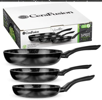 CeraFusion Keramische Pannenset 3-delig - Koekenpan 20, 24 & 28 cm - Koekenpannen -Koekenpannenset - Inductie Pannen - Pan - PFAS Vrij