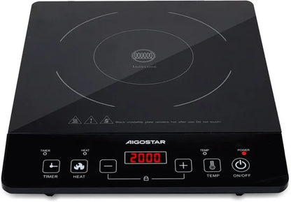 Aigostar Flame 30AV9 - Elektrische Kookplaat - Inductie Kookplaat vrijstaand - 2000 Watt - Touch control