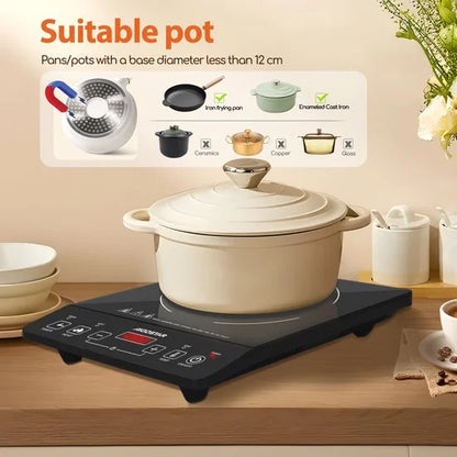 Aigostar Flame 30AV9 - Elektrische Kookplaat - Inductie Kookplaat vrijstaand - 2000 Watt - Touch control