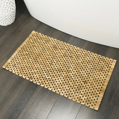 Badmat Sealskin Woodblock Teak Kleur Bruin Materiaal 100% Teakhout Maat 52 x 90 cm