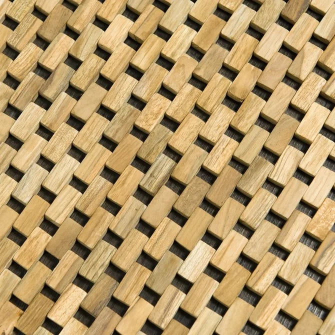 Badmat Sealskin Woodblock Teak Kleur Bruin Materiaal 100% Teakhout Maat 52 x 90 cm