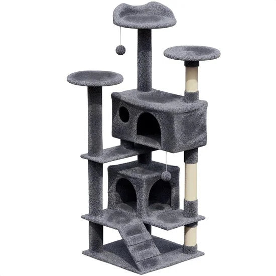 Avalo Krabpaal Voor Katten Met 7 Niveaus - 137x50x50 CM - Donkergrijs - Krabpaal Voor Grote Katten