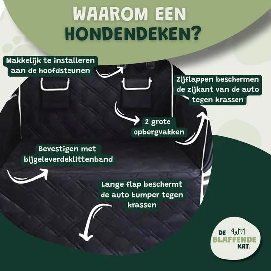 Premium Hondendeken Auto Kofferbak - Kofferbak Beschermhoes Hond - Zwart-Wit Materiaal 67% Polyester, 33% Katoen 105 cm x 175 cm x 185 cm