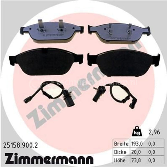 ZIMMERMANN 25158.900.2 Remblokken voor AUDI A8, A7, A6