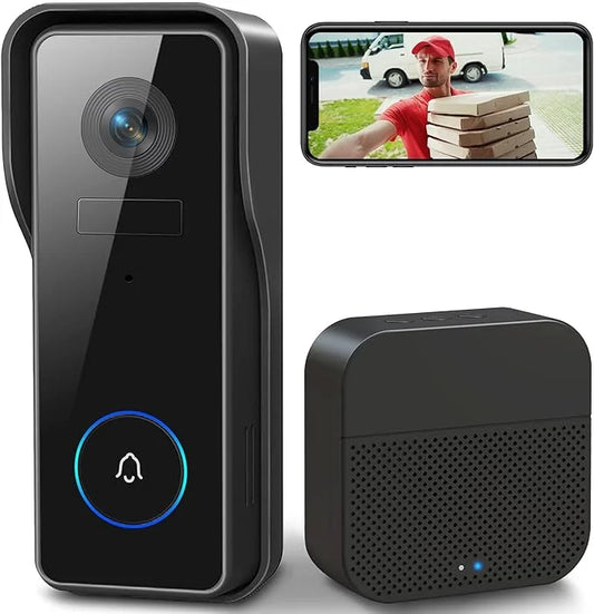 XTU WiFi-videodeurbel met camera, 2K HD, draadloze videodeurbel met be