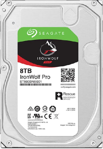 Seagate IronWolf Pro, 8TB, Enterprise NAS Internal Hard Drive HDD – CMR, 3.5", SATA, 6Gb/s, 7200RPM, 256MB Cache, for RAID Network-Attached Storage, Rescue Services (ST8000NT001)