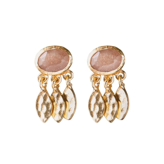 BEAUTIFUL STORY Náušnice Belief Peach Moonstone Gold